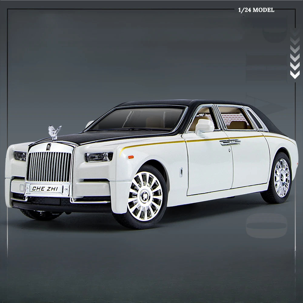 1/24 Rolls Royce Phantom Diecast Toy Cars Model Simulated Pull Back Limousine Zinc Alloy Metal Toy Car for Kids Gifts Collection