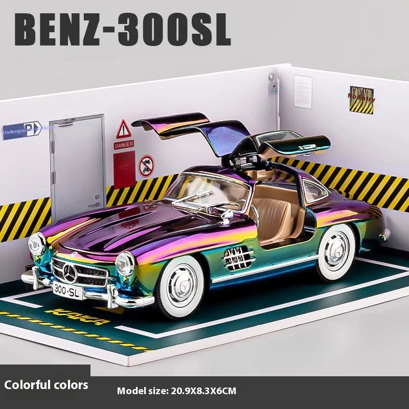 1/24 Benz 300SL Electroplated Version Alloy Car Diecast Metal Model Collect Hobby Model Ornaments Gift For Boys