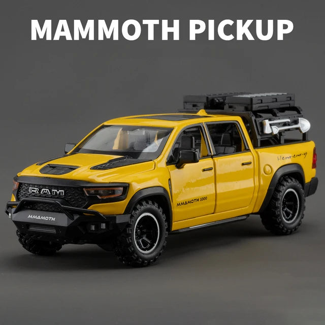 1:32 Dodge RAM 1000 TRX Mammoth Picku Alloy Car Model Sound And Light Pull Back Children's Toy Collectibles Birthday Gift