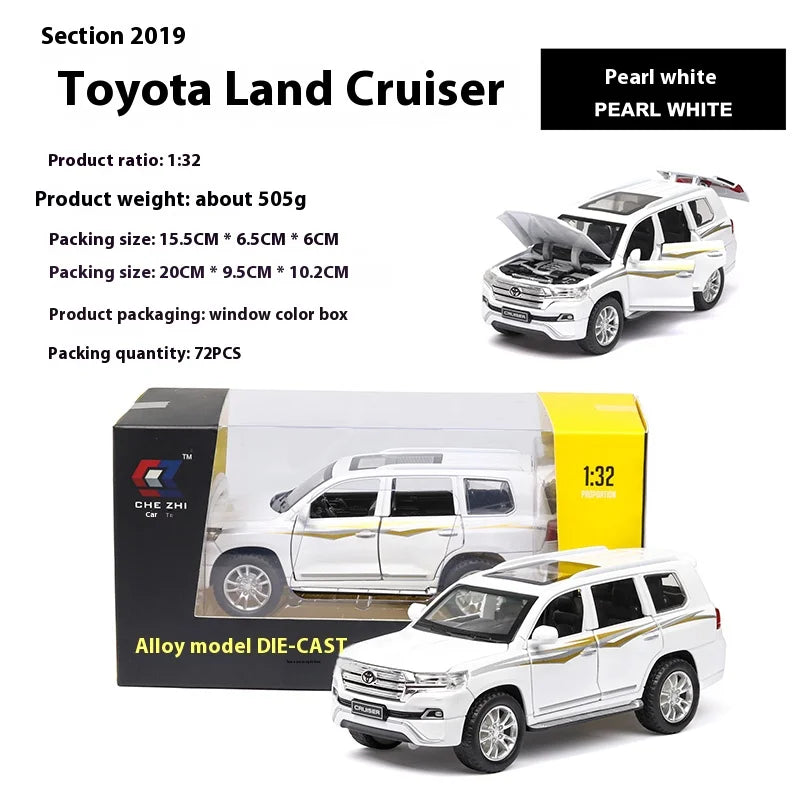 1:32 Toyota Land Cruiser Car Model Alloy Diecast Car Central Control Ornaments Sound & Light Toy Trendy Ornaments Gift For Kids