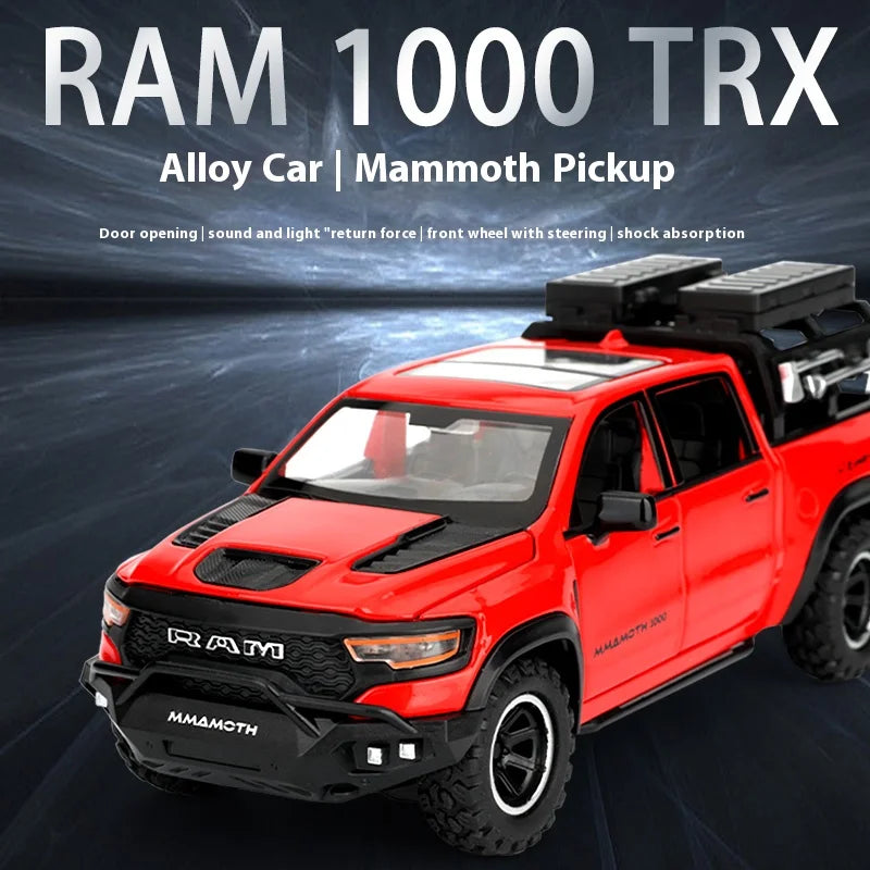 Diecast 1:32 Dodge RAM 1000 TRX Mammoth Pickup Alloy Model Car Toy Metal Casting Sound and Light Car Toys For Children Vehicle