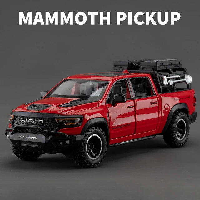 1:32 Dodge RAM 1000 TRX Mammoth Picku Alloy Car Model Sound And Light Pull Back Children's Toy Collectibles Birthday Gift