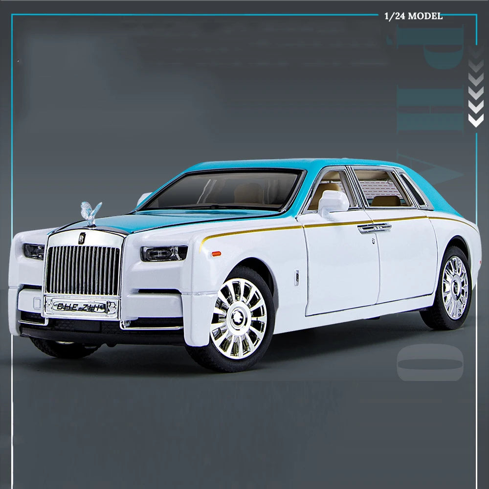 1/24 Rolls Royce Phantom Diecast Toy Cars Model Simulated Pull Back Limousine Zinc Alloy Metal Toy Car for Kids Gifts Collection