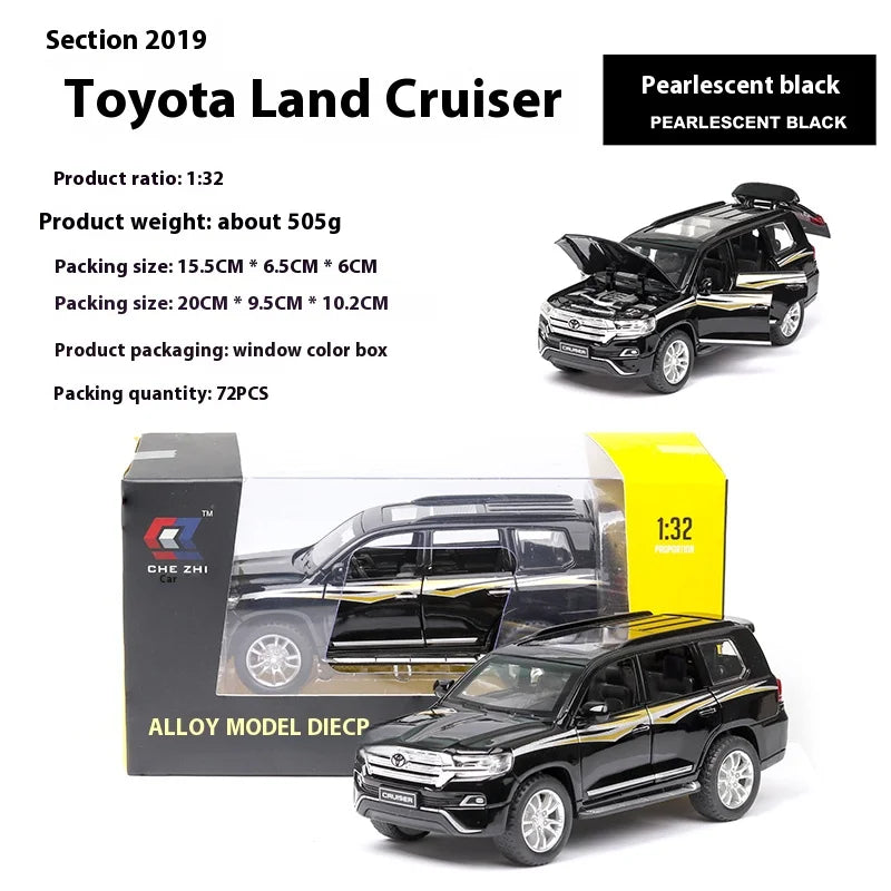 1:32 Toyota Land Cruiser Car Model Alloy Diecast Car Central Control Ornaments Sound & Light Toy Trendy Ornaments Gift For Kids