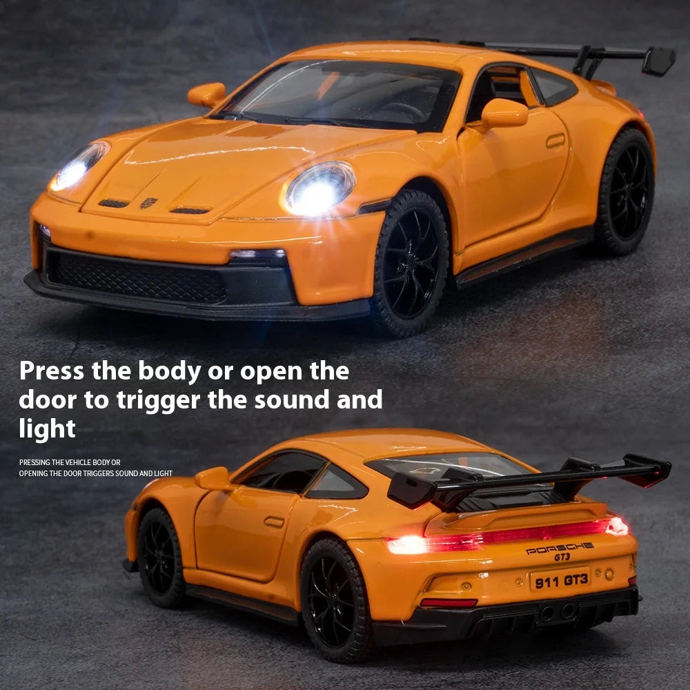 1:32 911 GT3 RS Alloy Sports Car Model Diecast Metal Racing Car Vehicles Model High Simulation Sound Light Children Toy Gift Boy