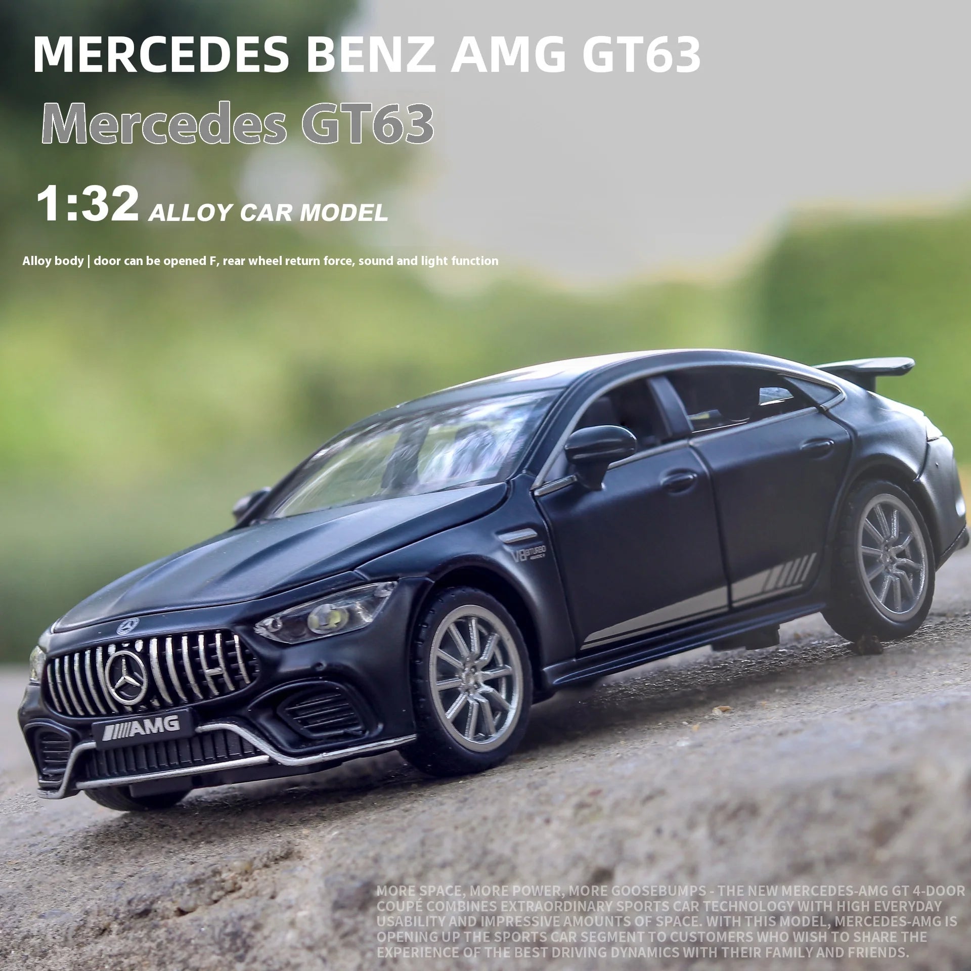 1:32 Mercedes Benz AMG GT63  Sports Car Alloy Diecast Car Model Sound Light Pull Back Toys Ornaments Gift For Children Collect