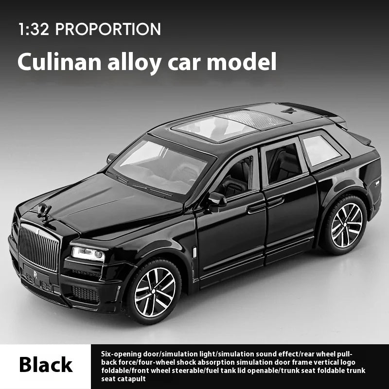 1:32 Rolls Royce Cullinan Luxury SUV Alloy Diecast Metal Model Sound Light Pull Back Toy Miniature Car Decoration Kids Toys Gift