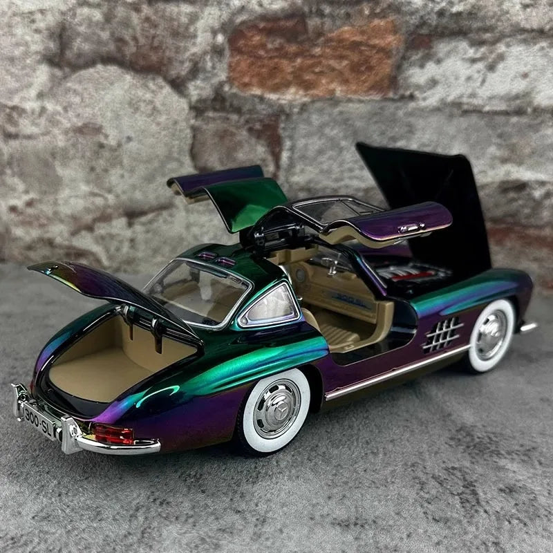 1/24 Benz 300SL Electroplated Version Alloy Car Diecast Metal Model Collect Hobby Model Ornaments Gift For Boys